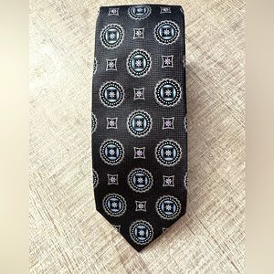 JZ Boulder Richards Mens silk tie grey print